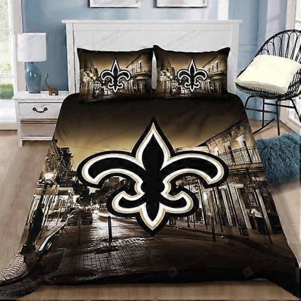 v1130 Sängkläder Orleans Saints Full Sängkläder Påslakanset, Gåva till Fans 3-delars Sängklädesset (1 Påslakan + 2 Örngott) y1130 135x200cm 53x78in