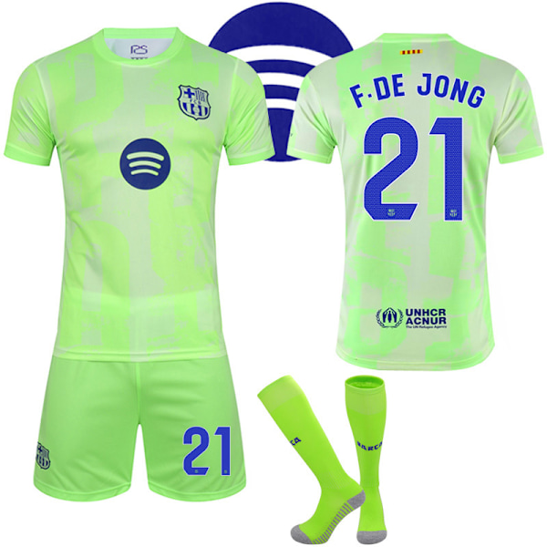 24-25 Barcelonan vieraspaita lapsille ja aikuisille, jalkapallopaita sukilla No.21 F.DE JONG No.21 F.DE JONG No.21 F.DE JONG M