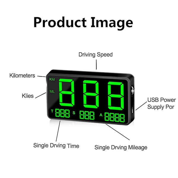 Gps speedometer tachometer C80 C80p digital gps speedometer display med mph kmh hastighetsvarsel trøtthetsvarsel 4,5 tommers led-skjerm for alle biler, sykler, mo