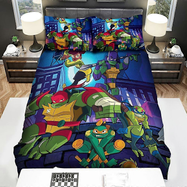 v3707 Sengetøj Rise Of The Teenage Mutant Ninja Turtles The Force Dynebetræk Sæt Sengetøj IU3707 135x200cm 53x78in