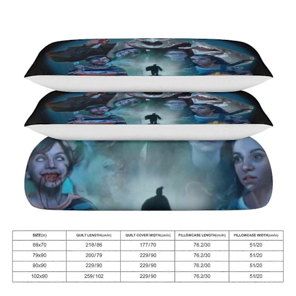 x315 Terrifier 3-delt Sengesæt Varmt og Behageligt Blødt Dynebetræk Sengesæt med 1 Dynebetræk og 2 Pudebetræk til Soveværelse b315 135x200cm 53x78in