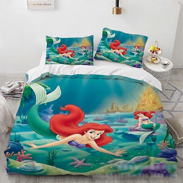 v5240 Sängkläder Den Lilla Sjöjungfrun Prinsessan Ariel Påslakanset Sängkläder Örngott Sänglakan IU5240 135x200cm 53x78in