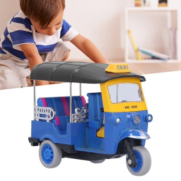 Thai Rickshaw with Pull Back Function, Simulation Alloy Tuk-Tuk Model Toy, Children's Car Toy, Blue Children's Gift