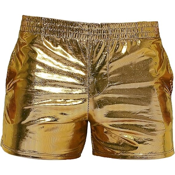 Metalliske skinnende shorts til mænd, glitrende rave hot shorts med lommer, booty shorts, badebukser