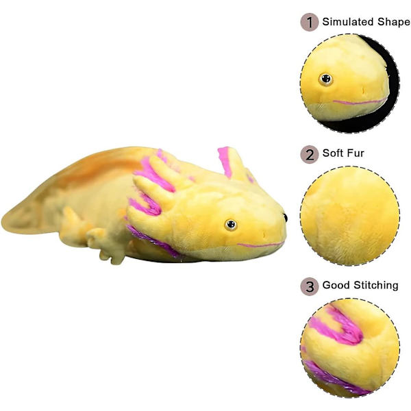 19,6 tum simulerad axolotl plyschleksak kawaii mjuk stoppad djur axolotl plyschkudde docka (gul )