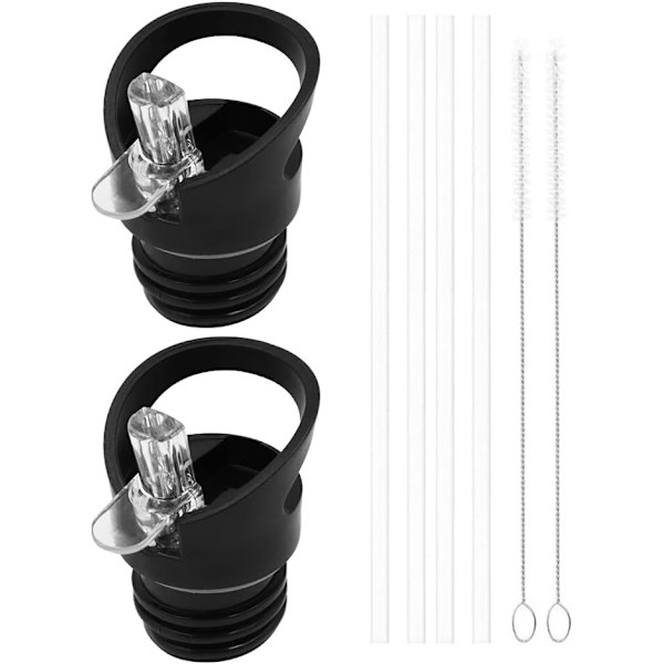 2 st breda sugrör med lock med 4 sugrör 2 sugrörsborstar för Hydro Flask vattenflaskor