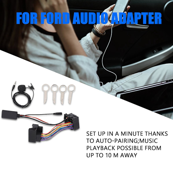 Auton Bluetooth-kaapeliadapteri Ford Fiesta Focus Mondeo Kuga Sony 6000cd -radioon Musiikin suoratoisto black