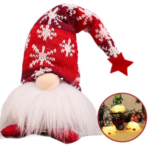 Christmas Led Light Up Elf Dwarf Doll Xmas Stickad Gnome Toy Ornament Party Heminredning Nyårspresent Red