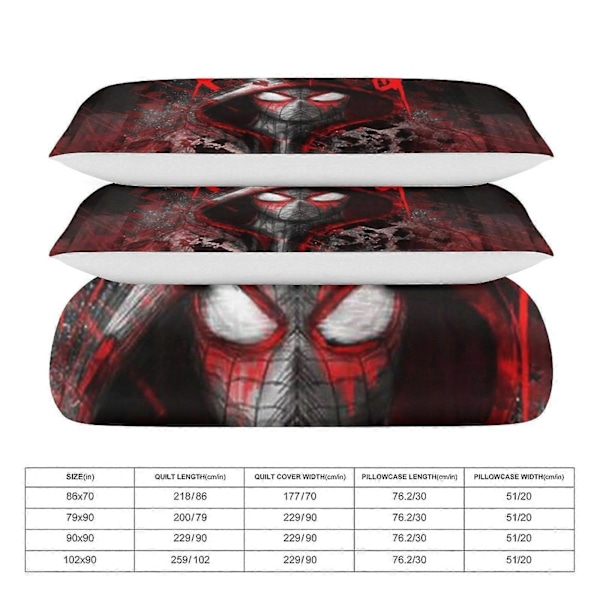 v898 Spider-Man 3-delat Bäddset för Enkelsäng - Inkluderar 1 Enkelt Täcke och 2 Örngott - Blekningsresistent Mikrofiber - Spider io898 200x200cm 78x78in