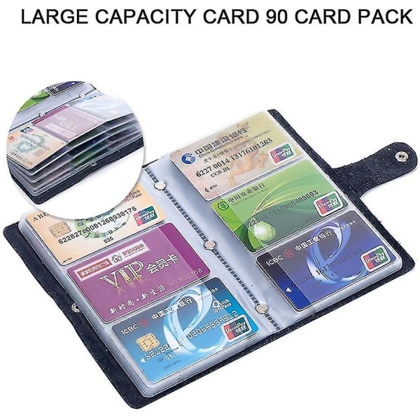 Visitkortshållare Kort Häfte Lädermapp för ID-kreditkort Kapacitet 90 kort 18
