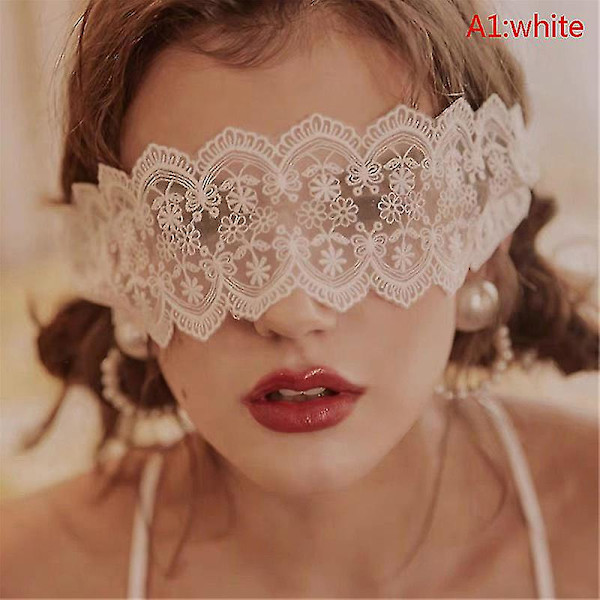 2024,Women's Sexy Lace Transparent Mask Black and White Cosplay Costume Sex Accessories, Black and White 2PCS