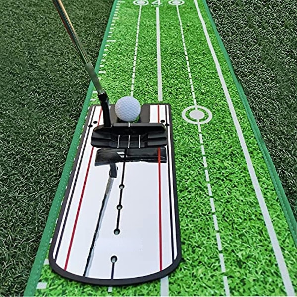 Golfputtejusteringsspejl, bærbar golfputtingtræningshjælp 12 X 6 til udendørs golfputøvelse Black red