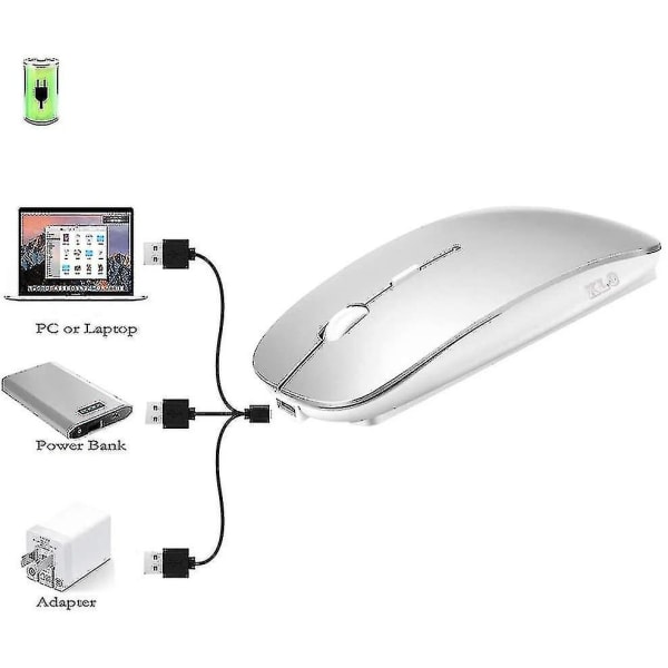 Trådlös Bluetooth -mus för Macbook Pro/macbook Air/ipad/laptop/imac/pc Silver