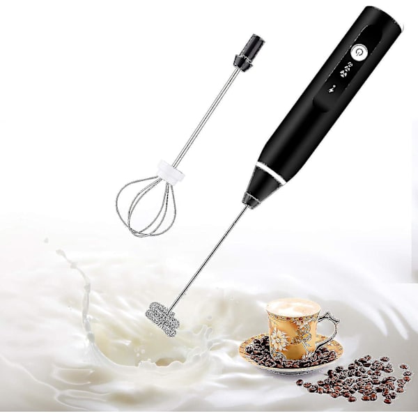 Melkeskummer, USB-oppladbar melkeskummer elektrisk visp for kaffe, latte, cappuccino, varm sjokolade, visp egg