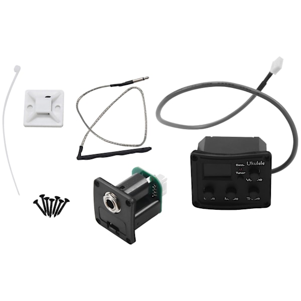 Ukulele Uke Piezo Pickup Preamp 3-bånds Eq Equalizer Tuner System Med Lcd-skærm