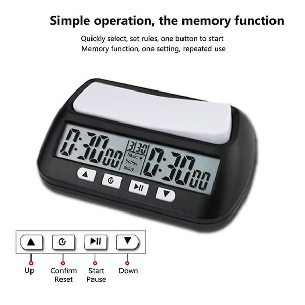 Yisheng Ys-902 Chess Timer Go Competition Chess Clock (sort engelsk version)