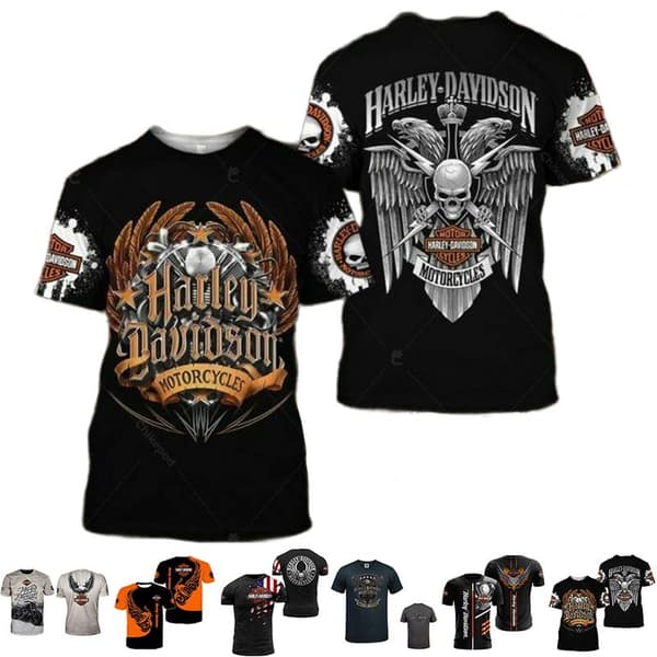 Harley Davidson Motorcykel T-shirt Herr Sommar Casual Kortärmad E E E E S