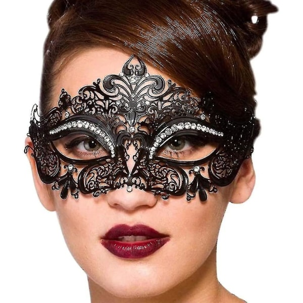 Lady Of Luck Masquerade Masks, Venetianske masker, Metall Masquerade Mask Kvinners Laser Cut Party Mask (svart Masquerade Mask For Women)