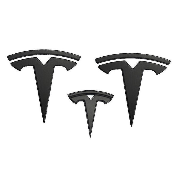 3xmatte sort T-logo hætte bagagerum rat mærke til Tesla Model Y