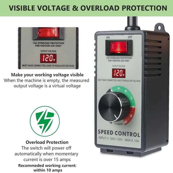 AC motor speed controller 220V 10A, variable speed controller and fan speed controller with overload protection and LED display