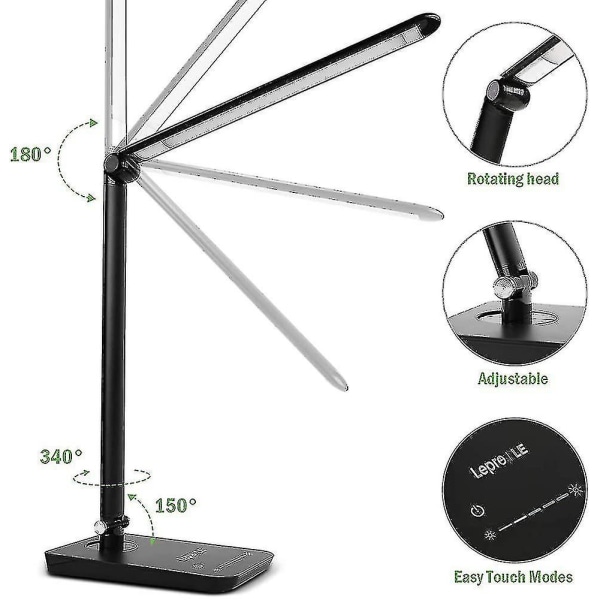 Led-skrivebordslampe. Dimmerbare dagslyslamper. Berøringskontroll skrivebordslampe