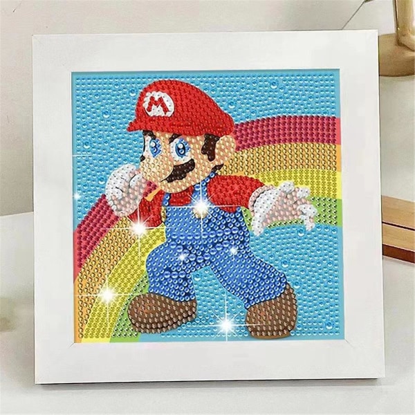 4 Pakke Tegneseriefigurer Super Mario Stitch Diamond Maleri Kits, Realistisk Diamond Art, 5d Diy Stor Gem Full Drill Diamond Dots Maleri Dekorasjon