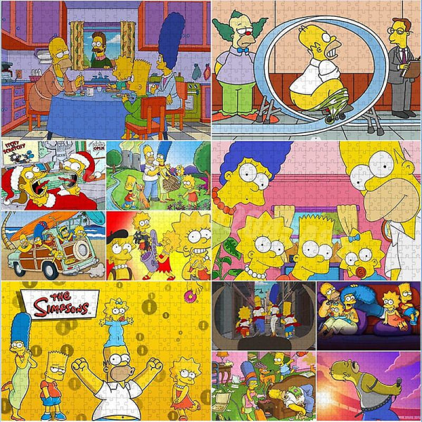 The Simpsons Puslespil 35/300/500/1000 brikker Klassiske tegneseriepuslespil til voksne Børn Pædagogisk samle legetøj Familiespil Style F 500PCS
