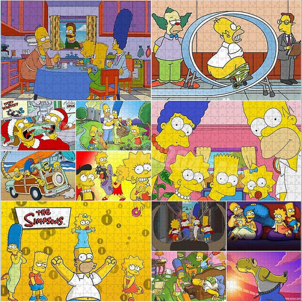 The Simpsons Puzzles 35/300/500/1000 Pieces Klassiset sarjakuvapalapelit Aikuisille Lapsille Opetuskokonaisuus Lelut Perhepeli Style F 500PCS