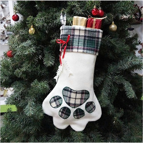 2 stycken julstrumpor för husdjur 45 x 20 cm i storlek Julstrumpor med hundtassar Ch