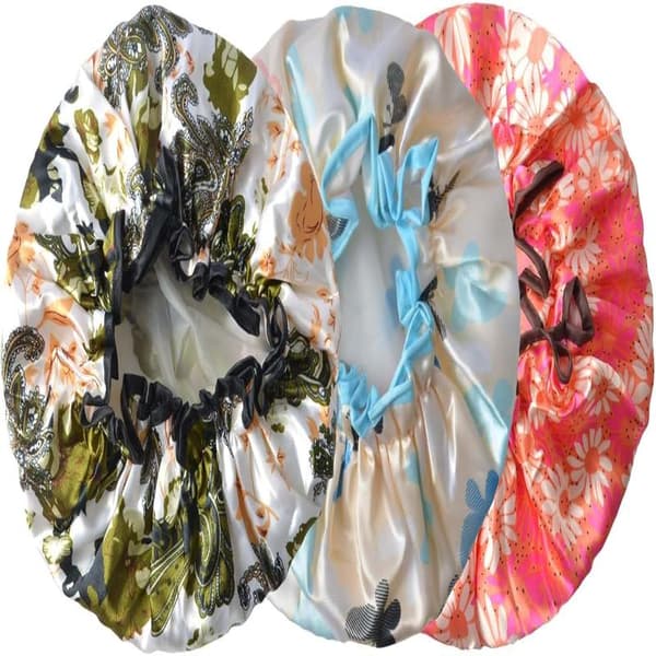 3-pack Dubbla Lager Duschmössa Vattentät Elastisk Badmössa för Kvinnor Dusch Spa Salong Sunflower
