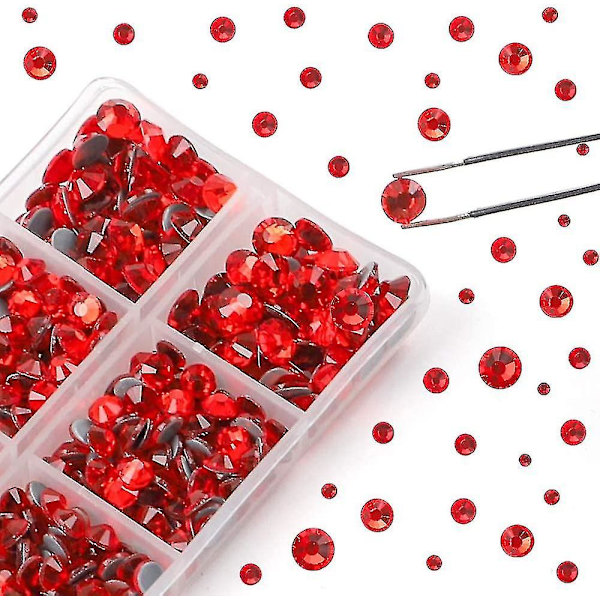 5040 kpl punaisia ​​timantteja 5 sekoitettua kokoa Crystal Flatback -timantteja askarteluun