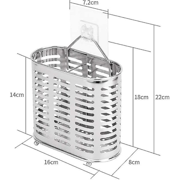 Rustfrit Stål Spisepindsholder Bestikholder Tørrestativ Multifunktionel Vægophæng Køkkenredskaber (Oval Form)