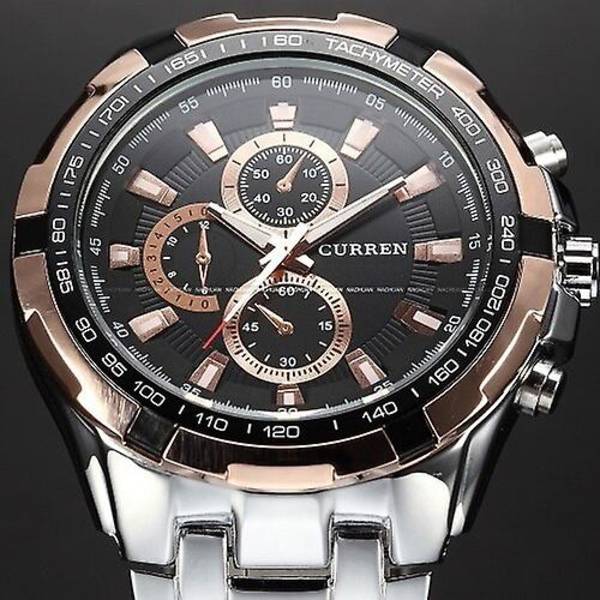 CURREN Herreure Top Mærke Luksus Guld Sort Quartz Herreur Mænd Militær Sport Ur Mænd Armbåndsur 8023 Relogio Masculino Gold Black Sliver