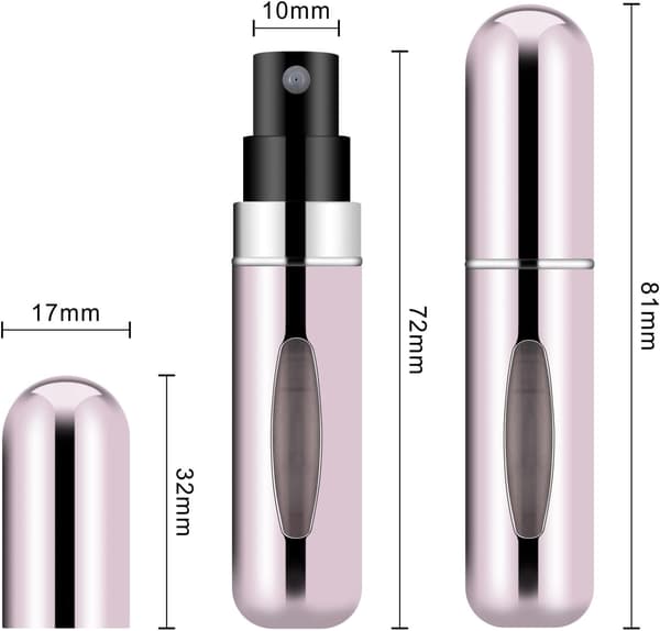 Set med 5 påfyllningsbara parfymatomizers, 5 ml reseflaskor, små påfyllningsflaskor för bagage, handväskor och förvaringspåsar.