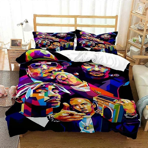 v271 Sengetøj Hip hop rapper printet Dynebetræk Pudebetræk Sengelinned sæt luksus Queen sengetøj sæt Tilpasset Personlig stil 3-delt Sengesæt (1 135x200cm 53x78in