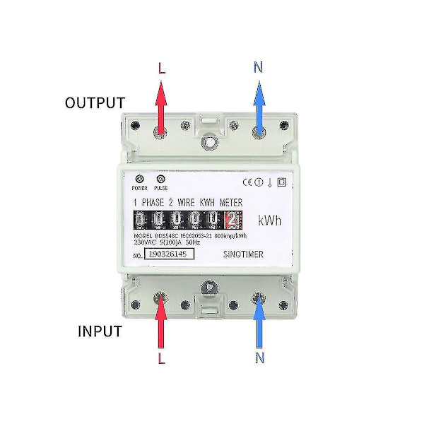 Elektrisk enfaset totråds AC 220v 100a energimåler Kwh teller forbruk analog elektrisitet
