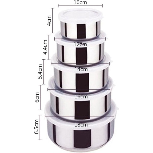 5 st rostfritt stål blandningsskål set med lock Hemma kök Matbehållare Förvaring blandningsskål Grönsakstvättskål Colorful