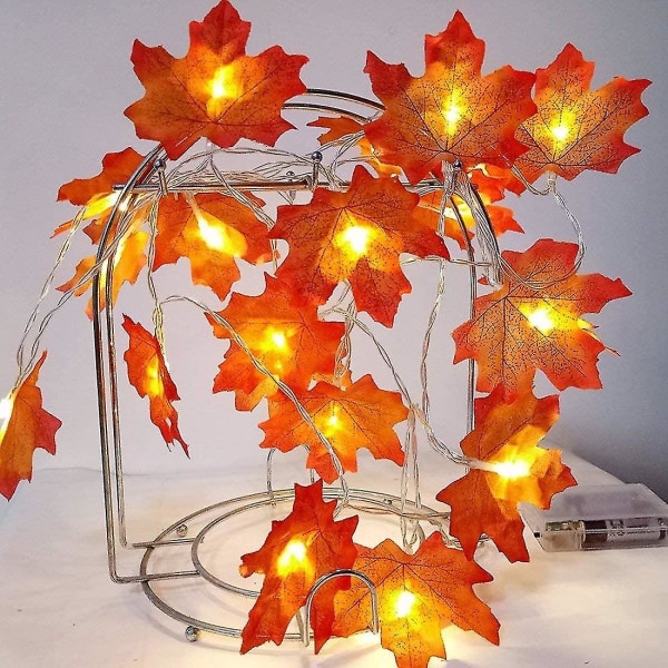 13ft 40 LED Thanksgiving Dekorationer Blad Höst Lönn String Lights