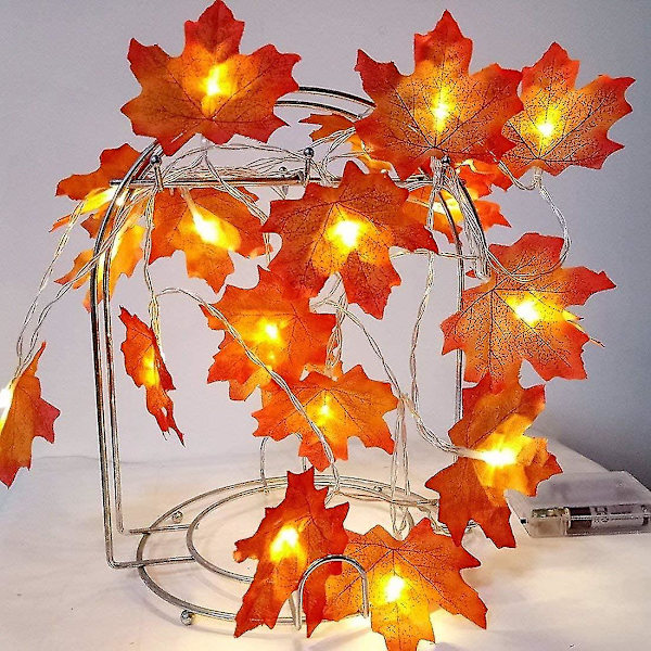 13ft 40 LED Thanksgiving Dekorationer Løv Efterår Ahorn Lyskæde
