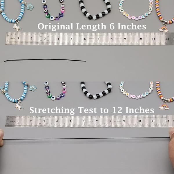 Elastisk tråd til armbånd, 1 mm x 110 yards Robust elastisk tråd til smykkefremstilling, halskæder, perler - sort Black and White