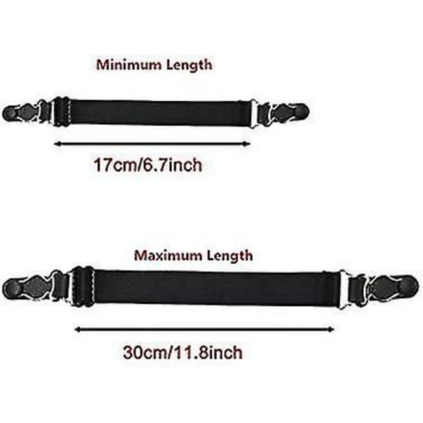 Justerbar strømpebånd med elastisk dobbelveis lårhøye bukseseler, andebillslås, sklisikre sokkebelter, festebånd, skjorteholder, låseklemmer for
