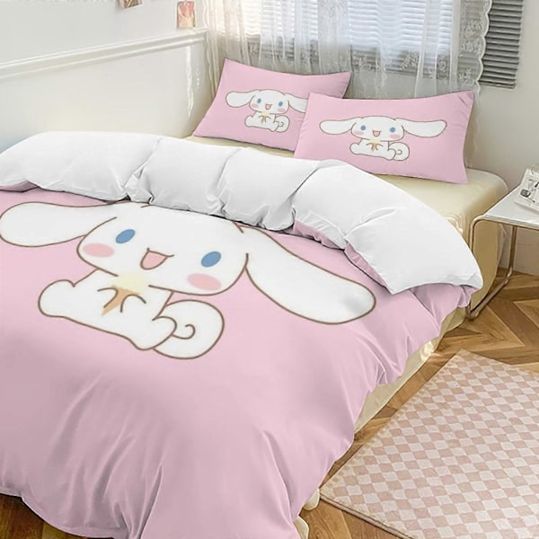 v1177 Cinnamoroll Täcke Set Tjockt Mjukt 3 Delars Sängklädesset Året Runt Täcke med 2 Örngott för Vuxna Kvinnor Flickor Tonåringar Hem Rum Inredning io 135x200cm 53x78in