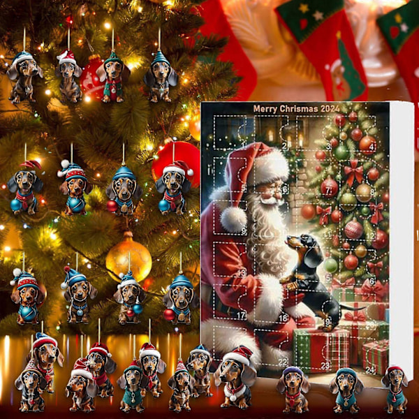 Julkalender med hundar - Julklapp för hundälskare - Julgranshänge - Julkalender 2024 för flickor B