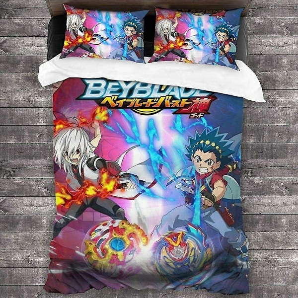 v345 Sengelinned Beyblade Burst sengetøj sæt dynebetræk pudebetræk børn quilt dynebetræk 3-delt sengetøjssæt (1 dynebetræk + 2 pudebetræk) 220x240cm 94x102in