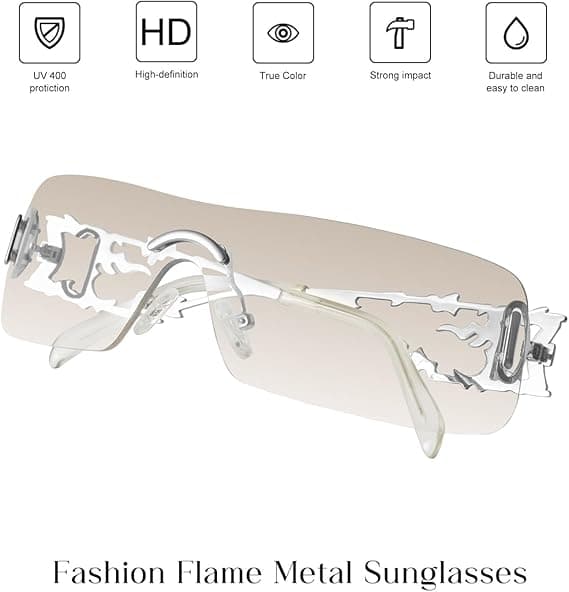 Y2K Rhinestone Flame Rektangulära Solglasögon för Kvinnor med Bling Glitter MS52350