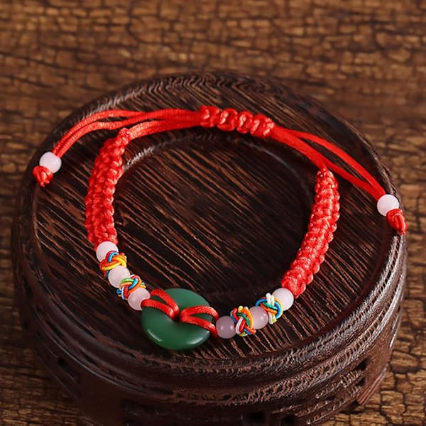 Dam Armband, Röd Rep Agat Armband, Mode Armband, Casual Armband, Flätad Armband