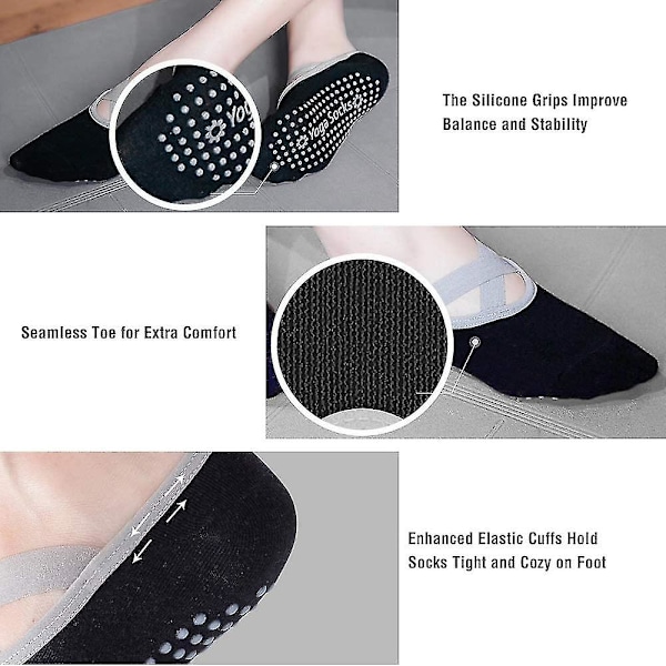 Yogasockor, 2 par Acsergery present yogapilatesockor för kvinnor med grepp &