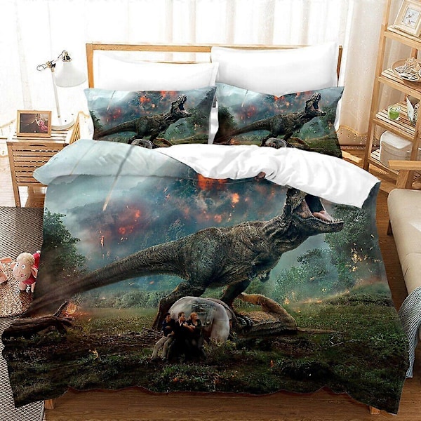 v727 Sängkläder Jurassic Park Sängset Påslakan Mjukt Täcke Örngott Gåva 3-delars Sängset (1 Påslakan + 2 Örngott) y727 200x200cm 78x78in