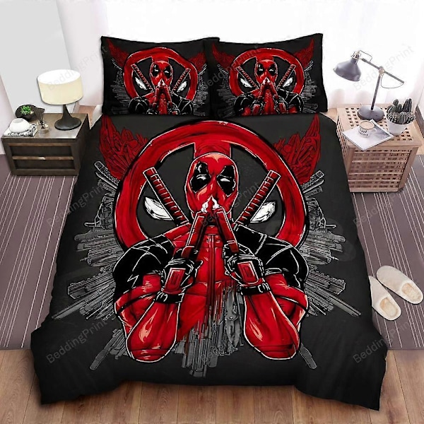 v4787 Sängkläder Deadpool Ikon Påslakanset Örngott Sängkläder Barn Mjuka Sängkläder IU4787 135x200cm 53x78in