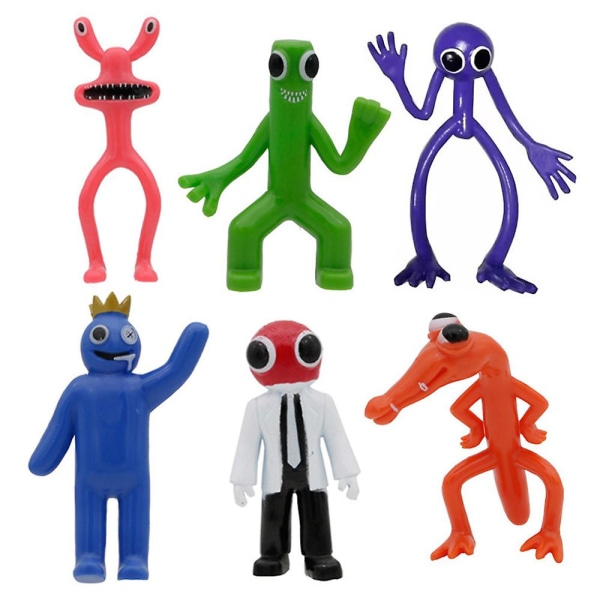 6 stk Roblox Game Rainbow Friends Action Figur Blå Rød Dukke Pvc Legetøj Samlelegetøj Julegave til børn